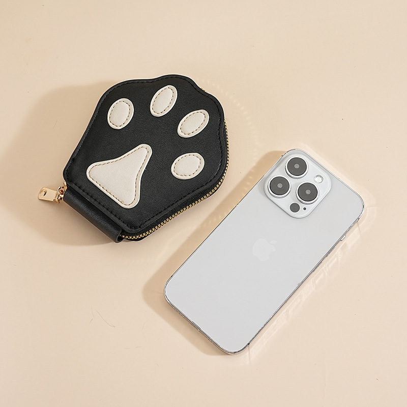 Multifuncional linda palma de gato de moda para mujeres bolsas de tarjetas de dibujos animados versátiles bolsas de cambio lujosas simples bolsas de identificación de mujeres