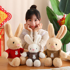 新款穿衣兔子毛絨玩具可愛布娃娃新年吉祥物生肖兔子女生兒童禮物