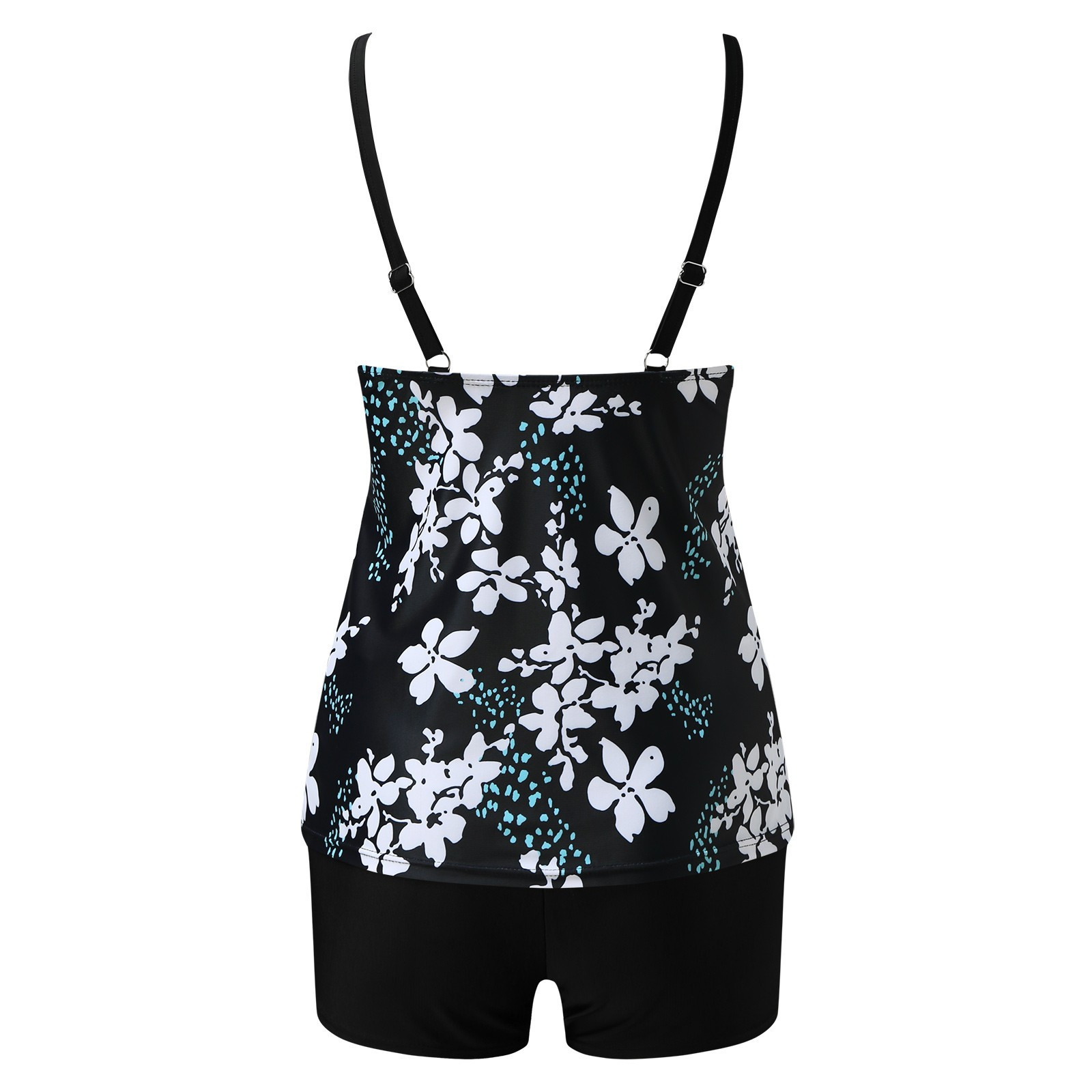 Tankini badpak met bloemenprint en shortje voor dames in grote maten - Comfortabele en stijlvolle badkleding voor vrouwen_voghion.com