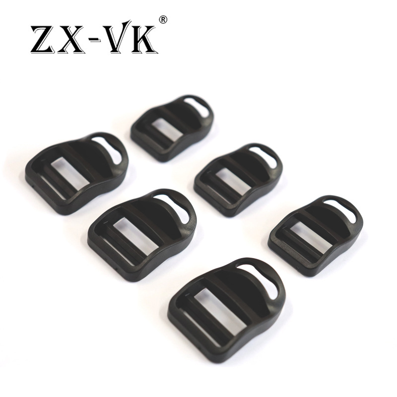 Fábrica con clip de agujero POM mochila hebilla ajustable hebilla de plástico de 25mm curvada hebilla de cuatro engranajes correa trapezoidal hebilla