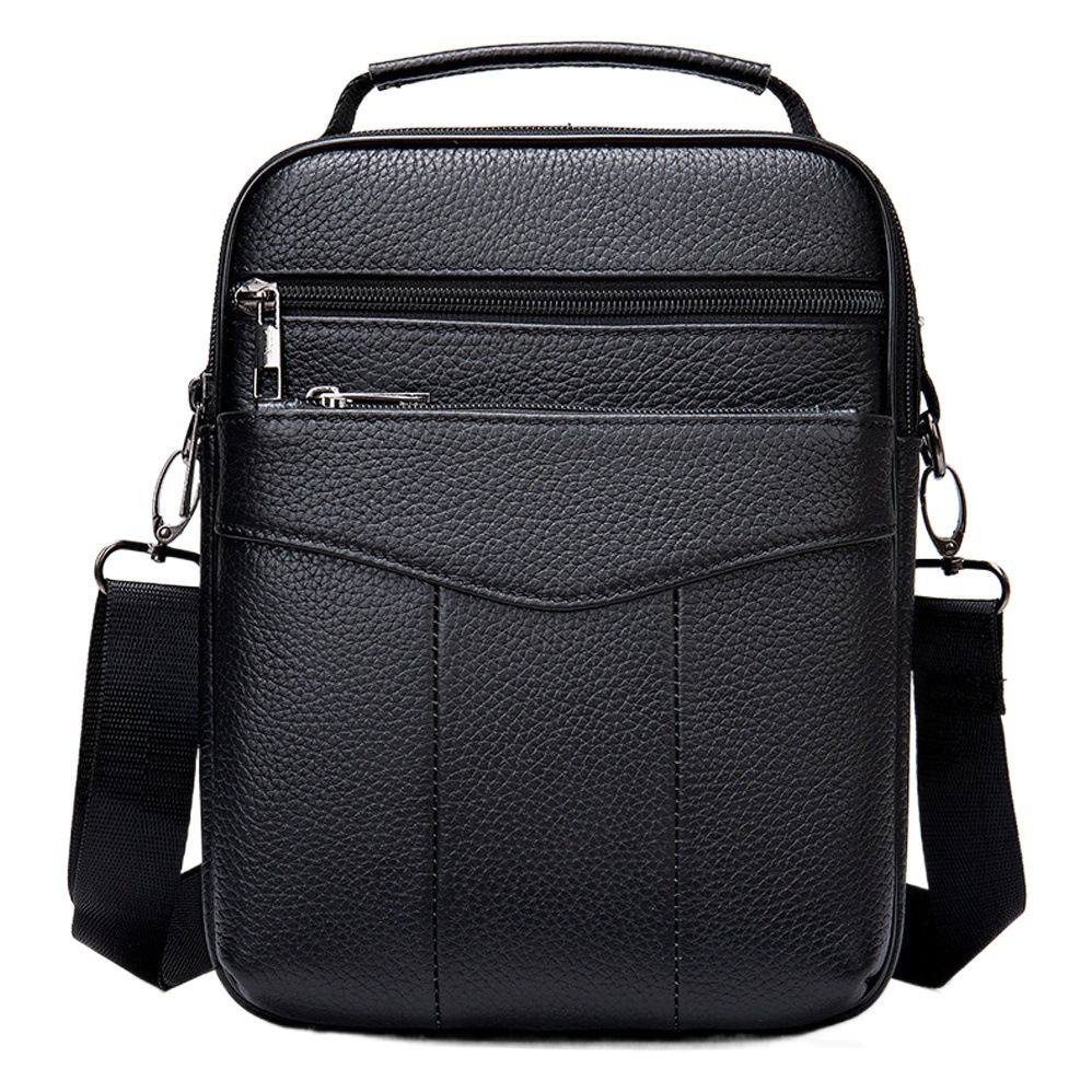 Bolso de hombro para hombre de cuero genuino de negocios transfronterizo, bolso de hombro pequeño de piel de vaca de primera capa, bolso cruzado vertical para ipad