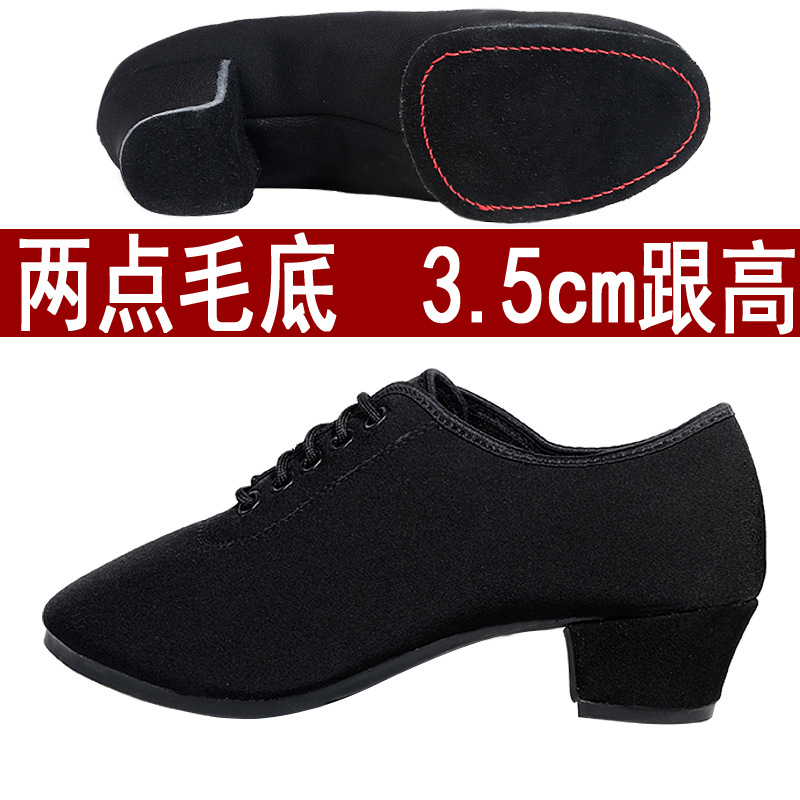Zapatos de baile latinos profesionales, zapatos de baile de tacón medio de tela Oxford para adultos femeninos, fondo suave, práctica de baile moderno, baile social, zapatos de mujer