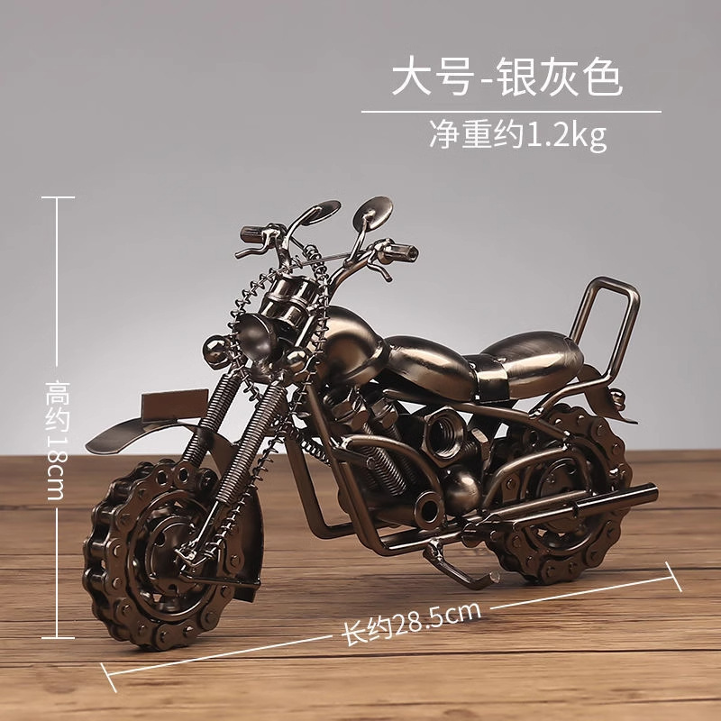 Motocicleta de hierro forjado modelo de locomotora de metal moderno escritorio pequeño decoración de armario de vinos decoración de armario de televisión
