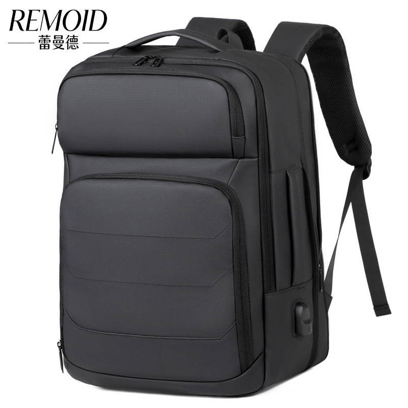 Expandable men's business casual backpack, water-resistant student schoolbag, multifunctional large-capacity backpack for men