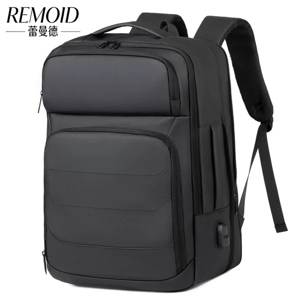 Expandable men's business casual backpack, water-resistant student schoolbag, multifunctional large-capacity backpack for men