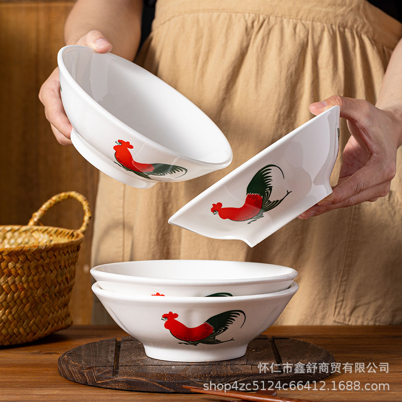 Vintage retro tableware, rooster bowl, ceramic bowls and plates, household bowls, trendy bowls, manufacturer wholesale ceramic tableware Vintage retro tableware, rooster bowl, ceramic bowls and plates, household bowls, trendy bowls, manufacturer wholesale ceramic tableware