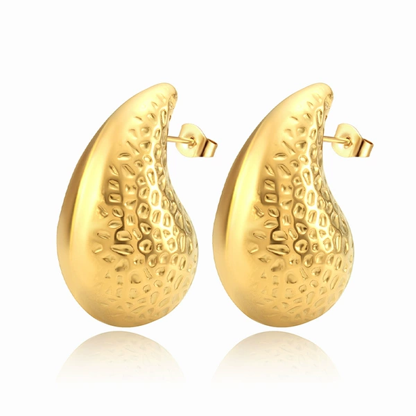 Knocking pattern hollow water drop earrings gold-colored MS-225