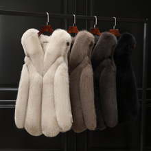 厂家批发狐狸毛皮草女整皮皮毛一体马甲真毛年轻款绵羊皮背心坎肩