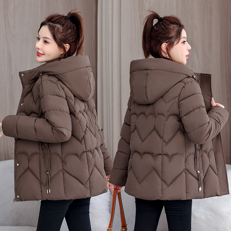 Ropa de algodón de gran tamaño de invierno de mujer 2025, nueva chaqueta de algodón coreana delgada, chaqueta corta con capuzas gruesas, invierno