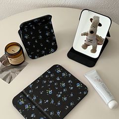 復古碎花摺疊小鏡子ins風學生宿舍家用化妝鏡台式梳妝鏡便攜鏡子