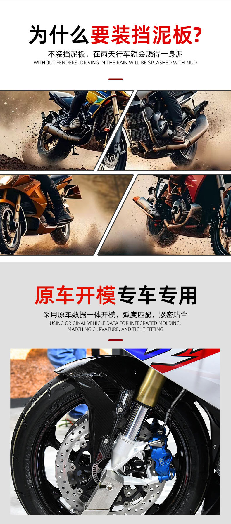 Suitable for BMW BMW S1000RR 2019-2022 Front Mudguard Splash Fairing Motorcycle Mudguard