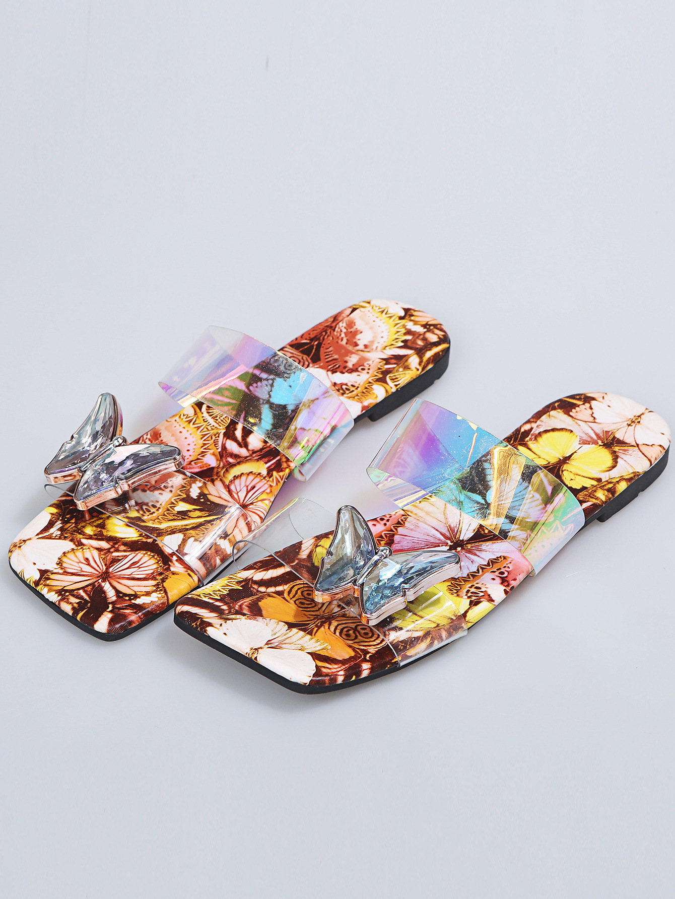 Butterfly Pattern Transparent Sandals NSJJX67769