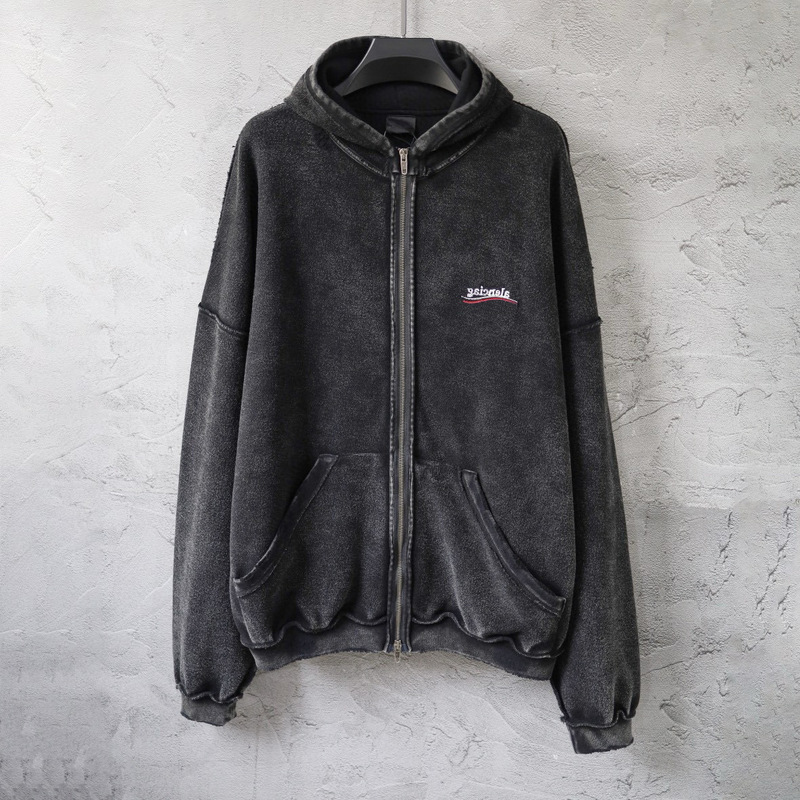 25Fw High Version B Brand Autumn and Winter New Reversible Classic Cola Embroidery Washed Vintage Hoodie Sweatshirt