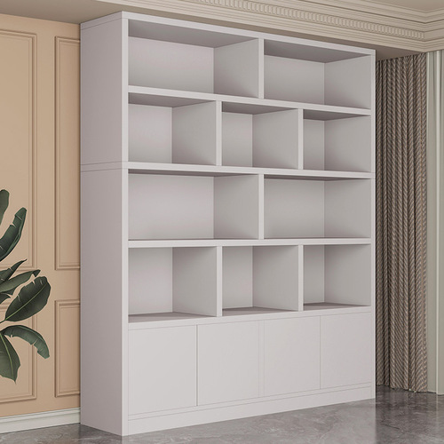 Solid wood bookshelf bookcase floor-standing home study grid cabinet living room shelf display rack balcony storage storage cabinet