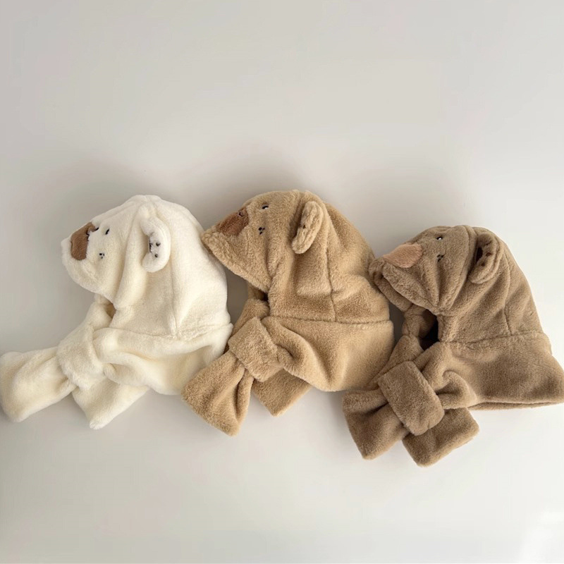 Baby Bear Hat And Scarf Set For Winter With Face Protection_voghion.com