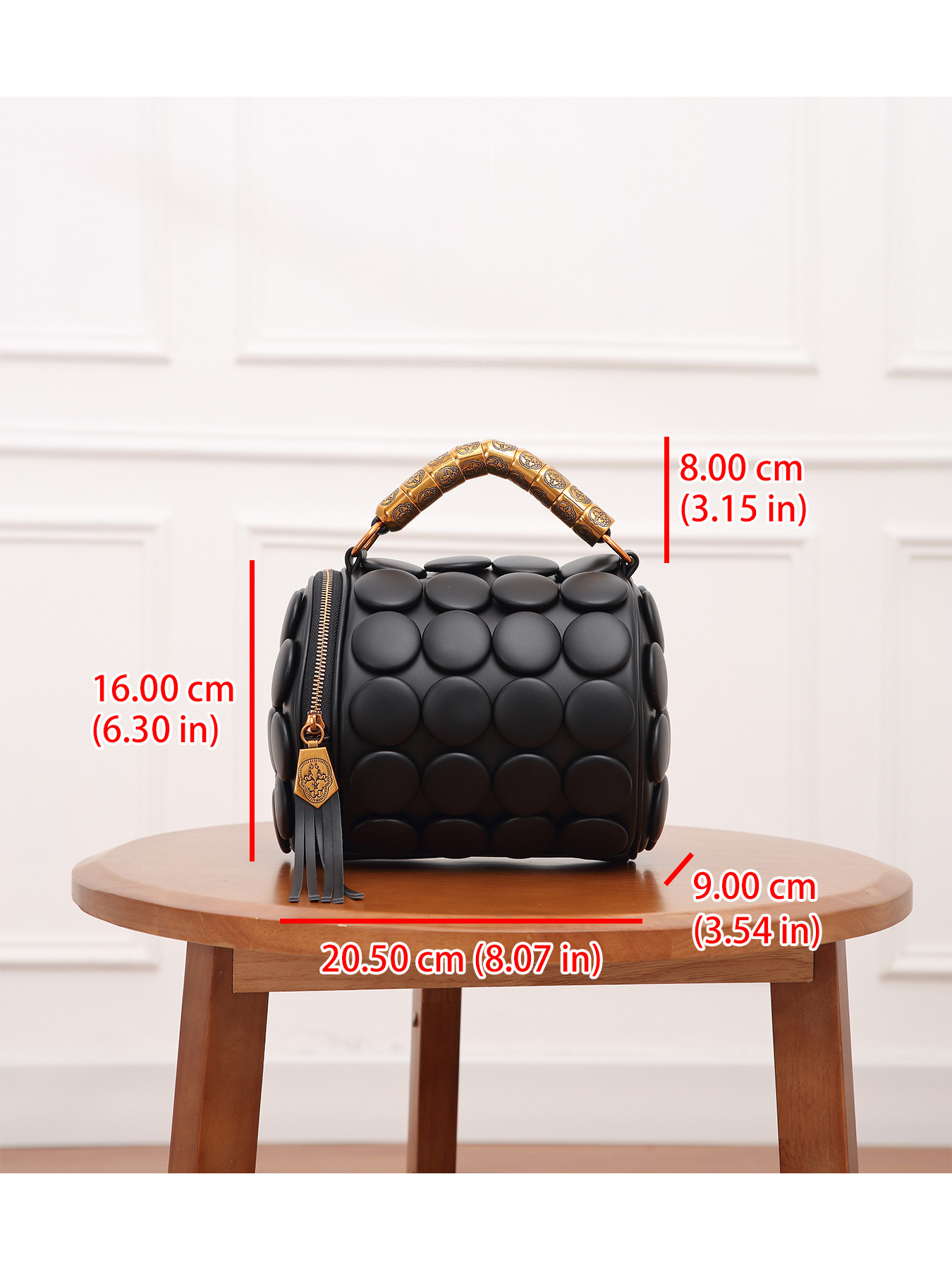 Damen Handtasche Mit Polka Dot Muster Elegante Umhängetasche_voghion.com