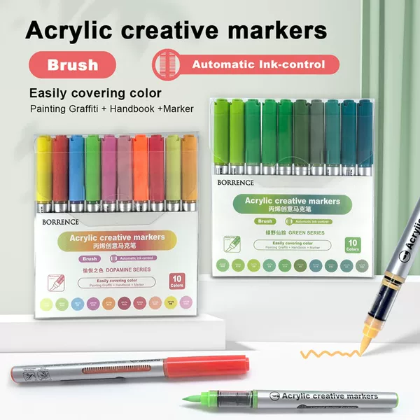 Cross-Border Acrylic Marker Pen Children's Art Painting Color Soft Tip Pen Waterproof Stackable Color Student-Specific Marker Pen