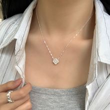 S925纯银四叶草白蝶贝项链女韩国复古小众设计高级感小红书锁骨链