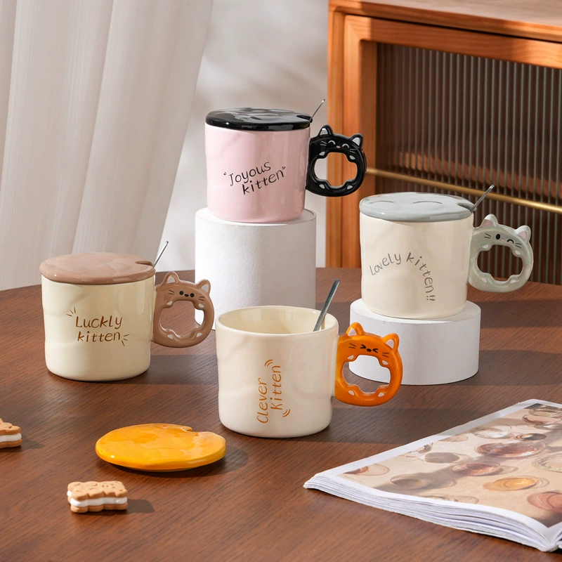 Ceramic capacious creative tea cup, English letters, for beloved, Birthday gift