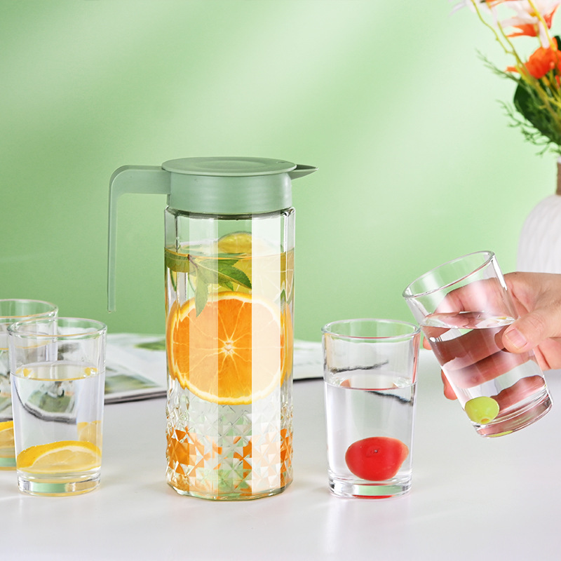 Verano hogar vidrio botella de agua fría traje de gran capacidad transparente simple botella de agua fría taza de agua juego de té de 5 piezas al por mayor