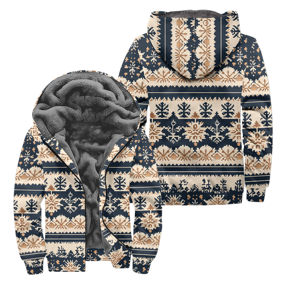 Giacca in pile con cappuccio natalizia da uomo - calda e comoda_voghion.com