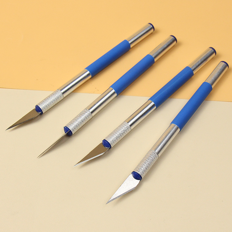 铝合金雕刻刀配1个刀片工程塑料夹头60#钢11#尖刀片opp袋中性包装