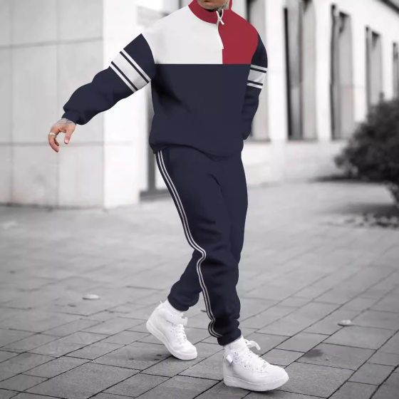 2024 Hot New High Street Fashion Brand Casual Loose Sweatpants Sports suit Printed Air Layer Fabric