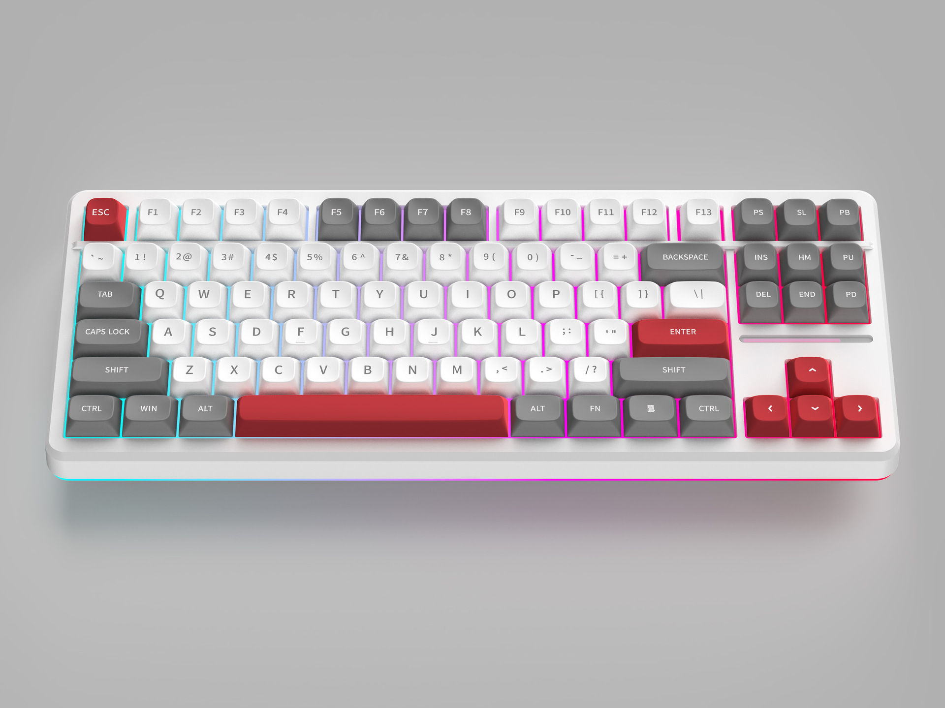 FV X87 inalámbrico de tres modos RGB efecto de luz teclado de eje mecánico PBT tapa de tecla lateral grabado tecla completa sin impacto HIFI Mahjong