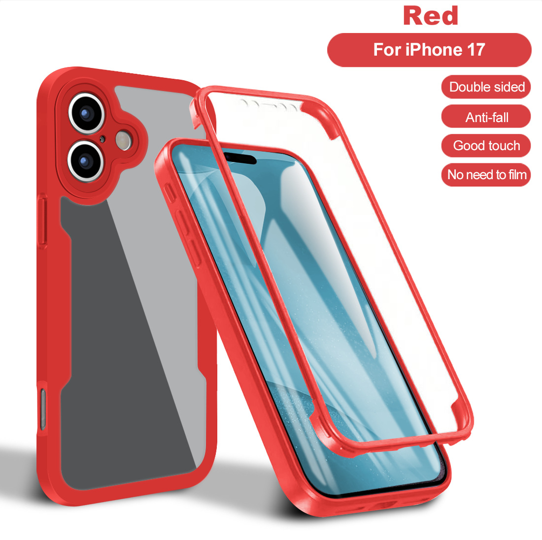 适用17promax手机壳全包360前后盖防摔壳膜一体iphone17air保护壳