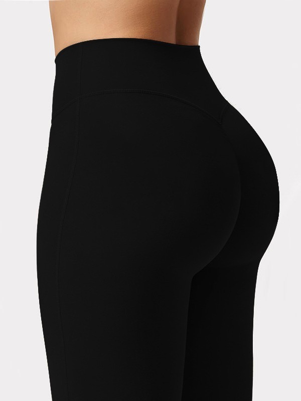 V ウエスト弾性スポーツタイトパンツ女性ピーチヒップリフティングヨガフレアパンツ|undefined