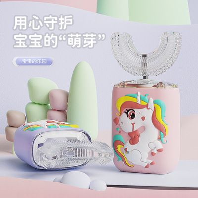 Manufactor Direct selling Cross border Type U children toothbrush wholesale FDA silica gel Brush Scaler goods in stock wholesale unicorn
