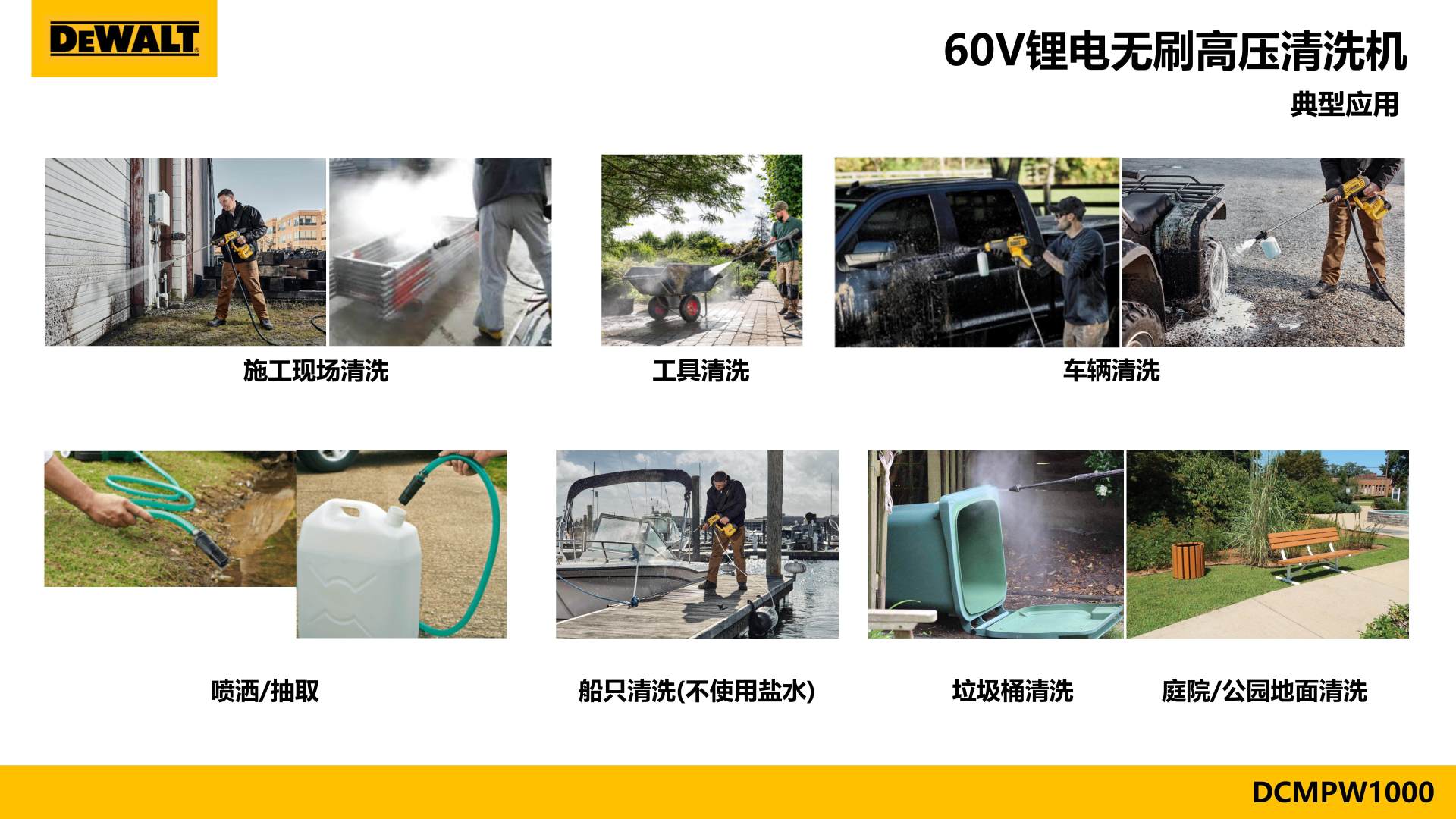 Dewalt Rechargeable High-Pressure Cleaning Machine Lithium Battery Brushless 60Vmax Car Washing Machine Dcmpw1000N