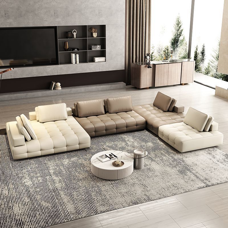 w! Italian minimalist Lawrence sofa small apartment living room leather sofa large apartment lawrence module combination