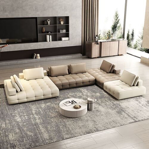 w! Italian minimalist Lawrence sofa small apartment living room leather sofa large apartment lawrence module combination