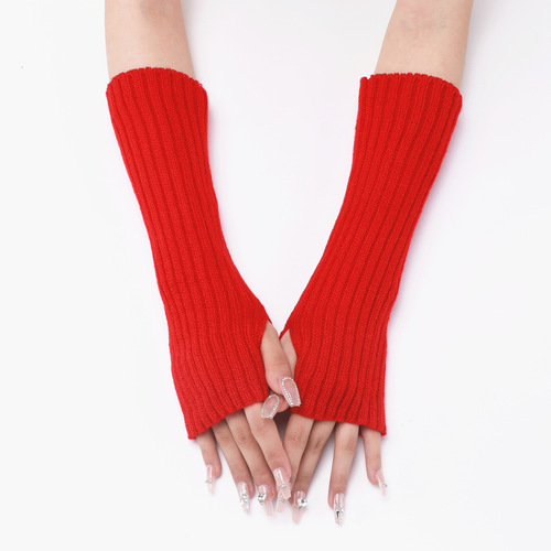 30 long striped gloves new cross-border autumn and winter woolen sleeves for men and women mid-length knitted warm fingerless fake sleeves