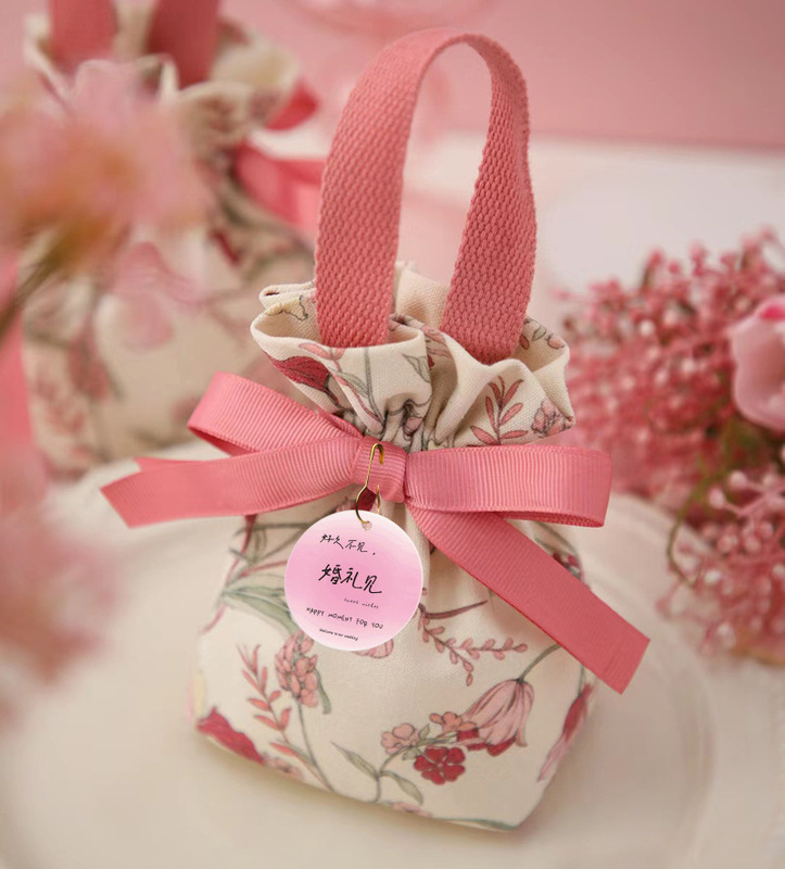 DM7Mネット赤結婚喜糖箱婚約プレゼント箱結婚式感お土産手提げ袋礼喜糖布袋|undefined