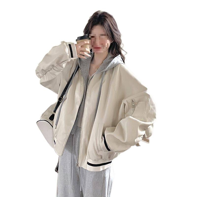 假两件拼接连帽棒球服外套女2025开春新款小个子超火减龄休闲卫衣|undefined