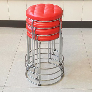 Household Round Stool Restaurant Hot Pot Shop Chair Stackable Adult Catering Commercial Set Stool Thickened Upholstered Solid Stool