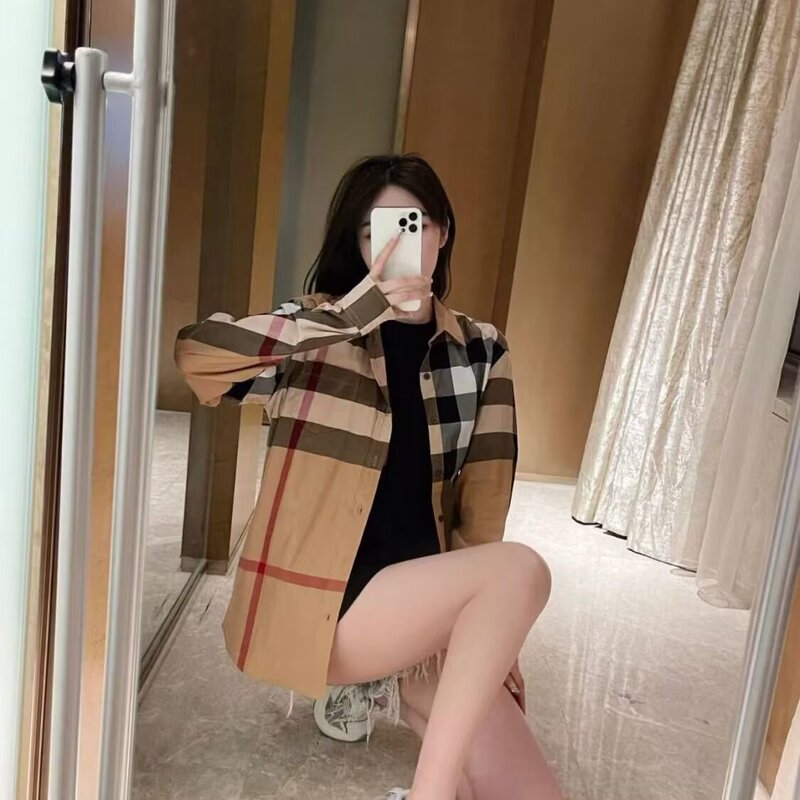 British Plaid 2025 Spring and Autum Trendyy New Classic Accessible Luxury Long-Sleeved Lapel Shirt Versatile Trendyy