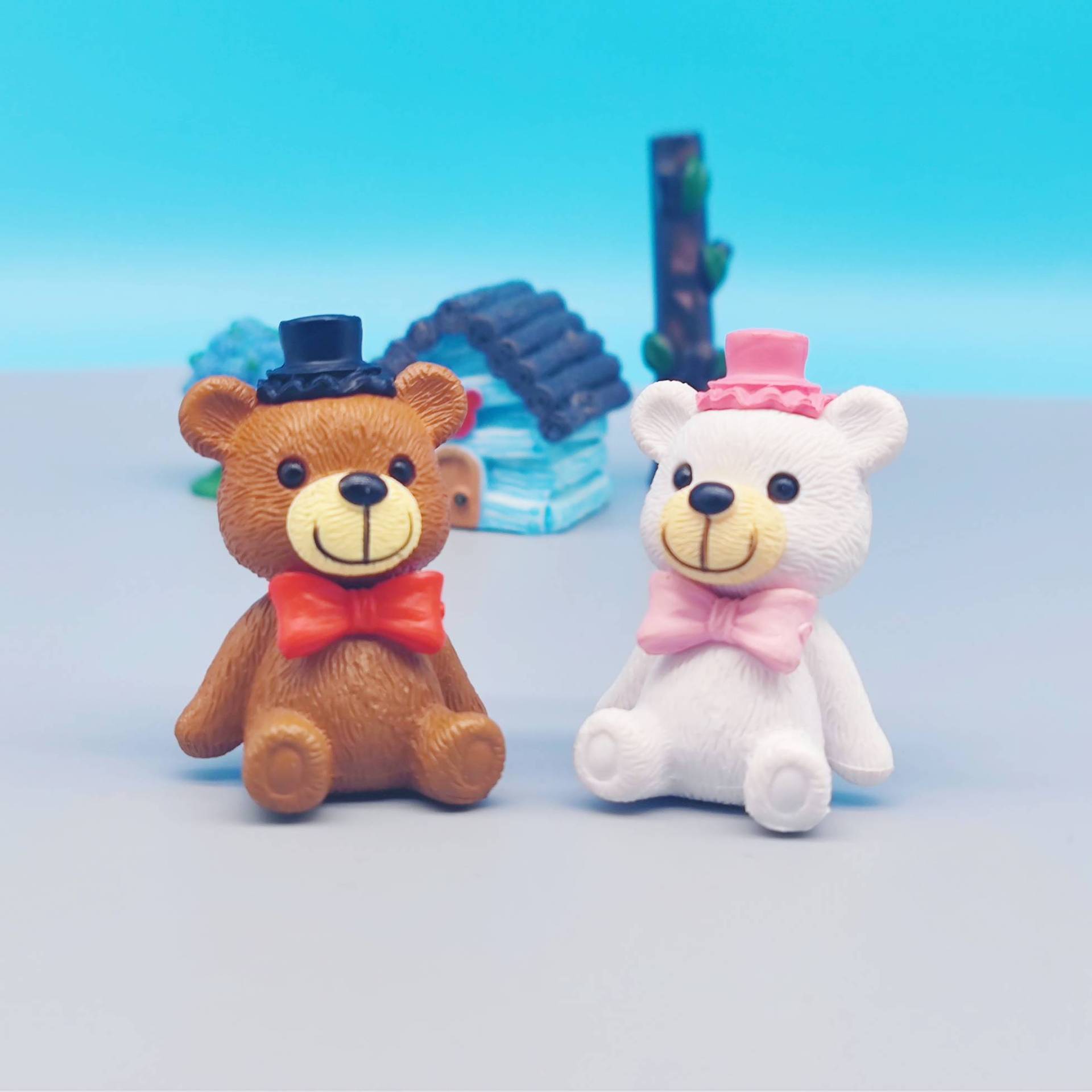 New Cartoon Hat Bear Doll Desktop DIY Accessories Trendy Animal Ornaments Cake Decorations Batch