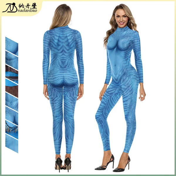 Halloween Costume 2026 European and American Movie Avatar Bodysuit Water Way Cos Jumpsuit Role-Playing Costume