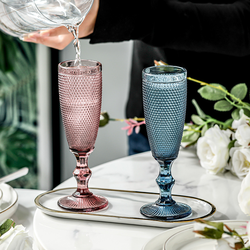 Serie de punto de grano directo de fábrica color original copa de champán vaso de cerveza copa de cóctel copa de vino copa de jugo de vidrio