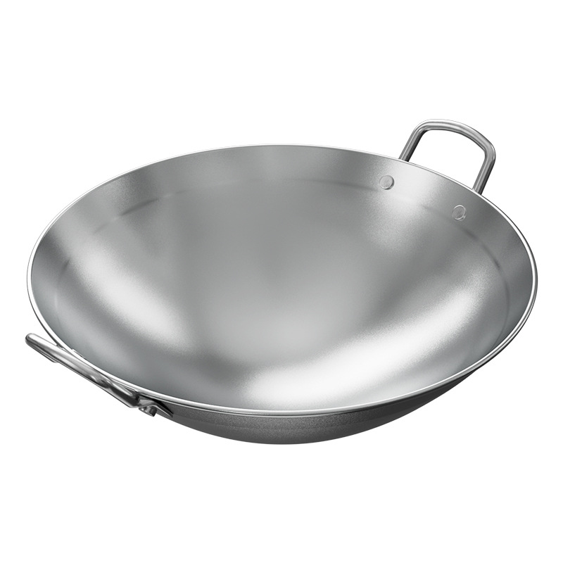 Nuevo tipo de olla cóncava comercial de hierro de doble oreja olla de frita de platos de hierro de fondo redondo de punta de hotel al por mayor fábrica de olla