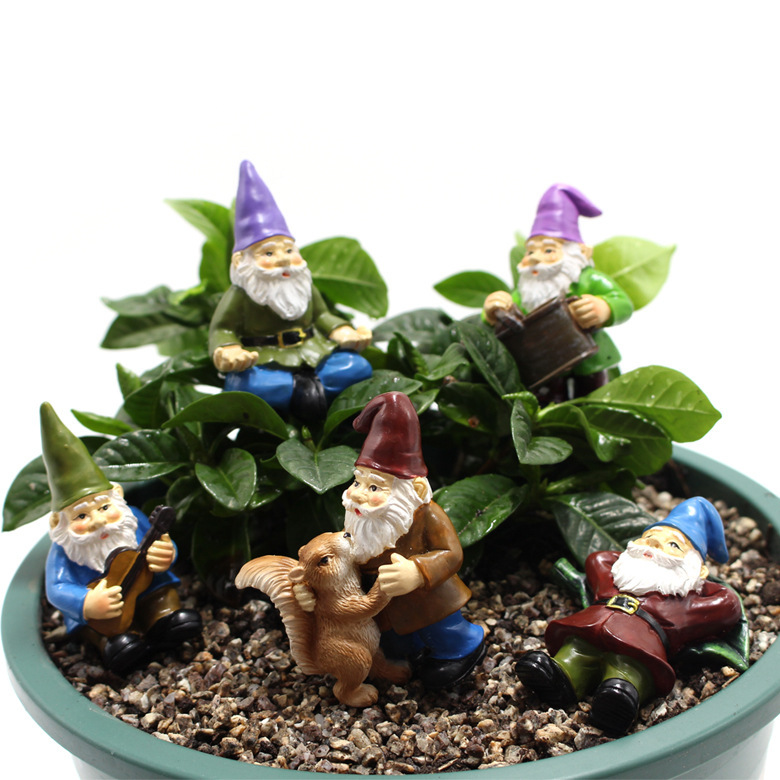 Micro Landscape Scene DIY Decorative Dwarf Set Five Personalized Garden Courtyard Bonsai Ornaments Elf Resin Crafts
