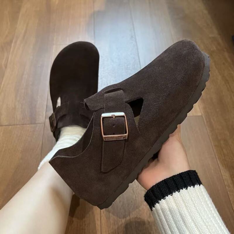 Retro Style Thick-Soled Birkenstock Shoes for Women 2025 Autumn and Winter New All-Inclusive Cork Lazy Shoes Brown Inner Heightening Shoes for Women