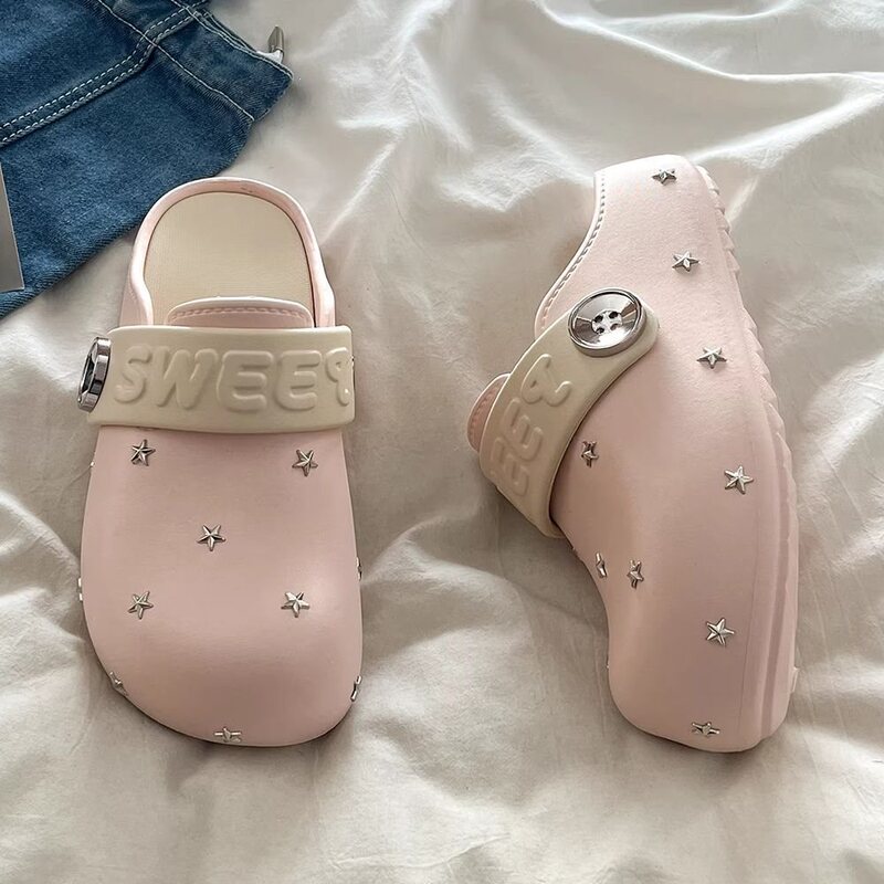 Birkenstock-Style Half-Slipper Thick-Soled Height-Increasing Women's Summer Outdoor Non-Slip Odor-Resistant Comfortable Slippers Home Closed-Toe Slippers Birkenstock-Style Half-Slipper Thick-Soled Height-Increasing Women's Summer Outdoor Non-Slip Odor-Resistant Comfortable Slippers Home Closed-Toe Slippers