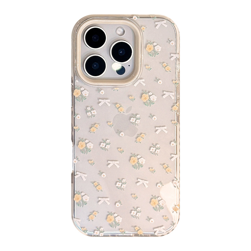 小清新黄色碎花适用iPhone16苹果15手机壳17promax防摔13透明11软|undefined