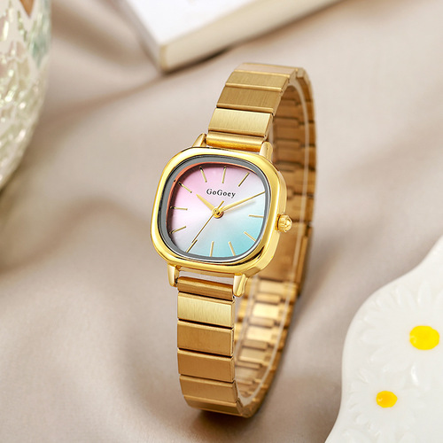 New Product Fashion Steel Strap Personality Middle School Students Women's Watch Women's Model Niche High-End Sense Simple Quartz Cross-Border