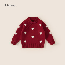 邦选童装女童毛衣圣诞节日氛围宝宝上衣内搭新品爱心套头儿童年服