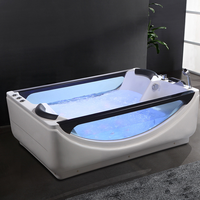 Constant Temperature Bath, Acrylic Double Massage Whirlpool Bathtub, Hotel Bathroom Double-Sided Glass Bathtub, Smart Spa